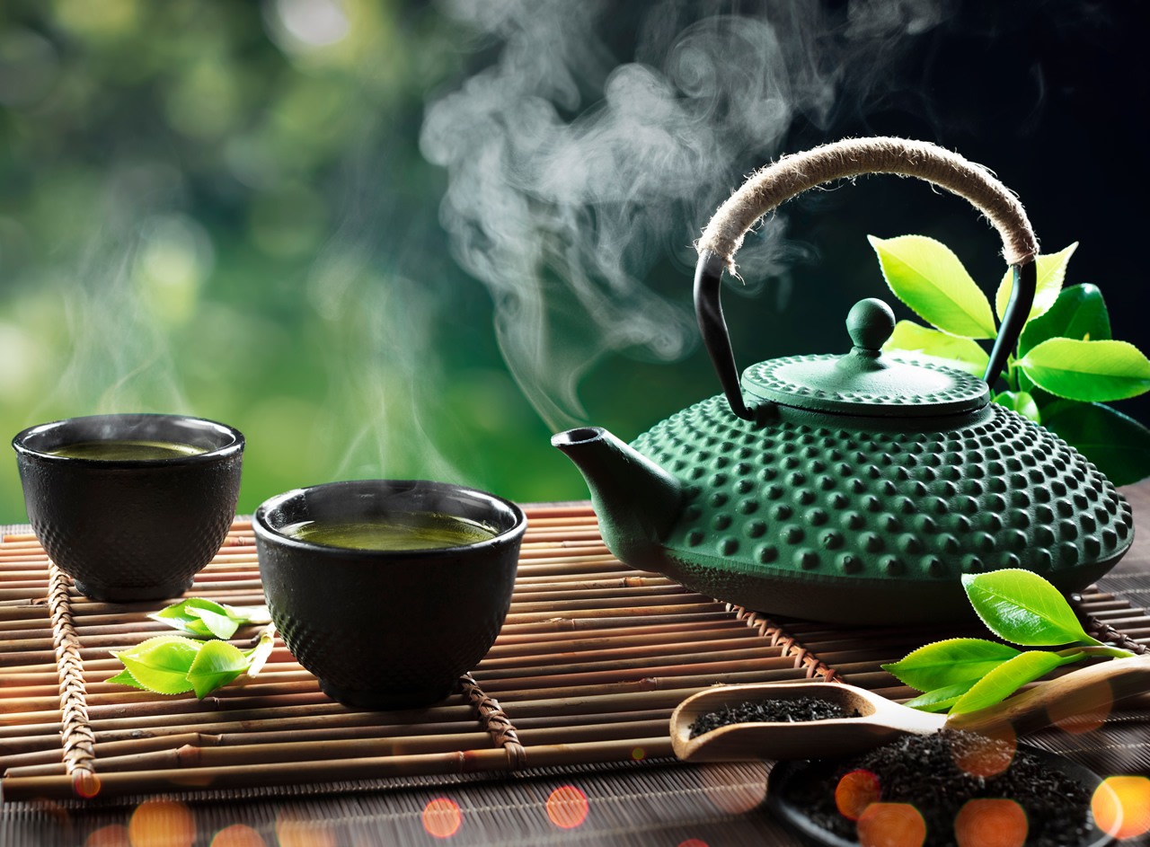 Japanese kettle on a table